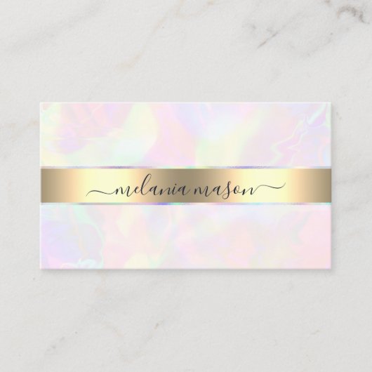 ホログラフィフェイクックおよび金ゴールドエレガント美しいガーリー 名刺 (正面)