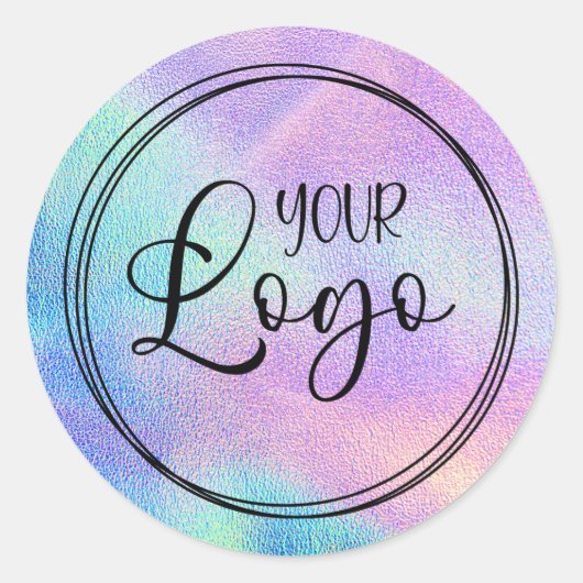 ホログラフィフェイクックアクアレインボーフォイルロゴ ラウンドシール (正面)