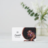 ホログラフィフェイクックアフロクイーンヘアと爪、 ネイルサロン 名刺 (スタンド正面)