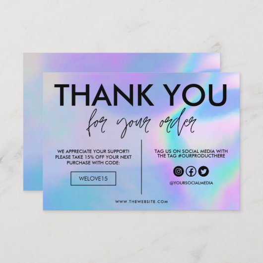 ホログラフィフェイクックカラーありがとうメディア挿入 (正面/裏面)