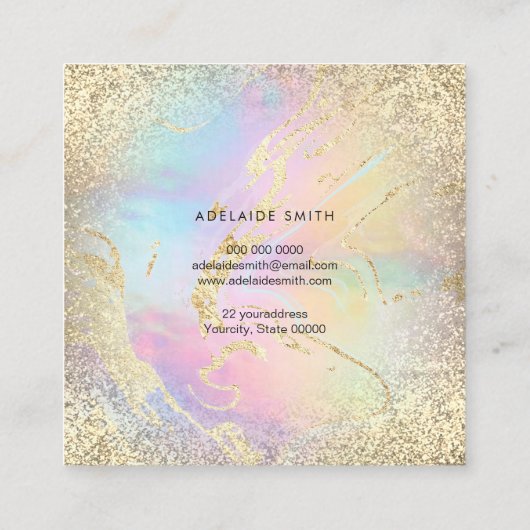 ホログラフィフェイクックグリッターエレガントデザイン スクエア名刺 (裏面)