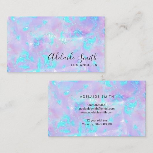 ・ホログラフィフェイクックパープルオパール石 名刺 (正面/裏面)