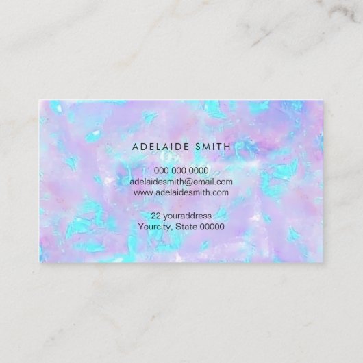 ・ホログラフィフェイクックパープルオパール石 名刺 (裏面)