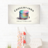 ホログラフィフェイクックレインボーグリッターケーキベーカリー 横断幕 (インサイチュ)