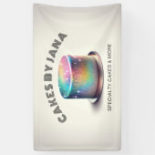 ホログラフィフェイクックレインボーグリッターケーキベーカリー 横断幕 (縦)