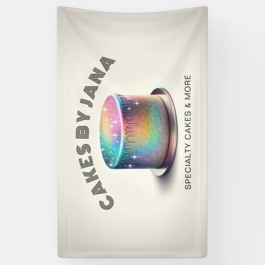 ホログラフィフェイクックレインボーグリッターケーキベーカリー 横断幕 (縦)