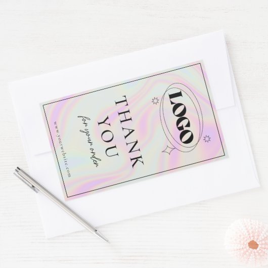 ホログラフィフェイクック事業ロゴボックスシールシール 長方形シール (封筒)