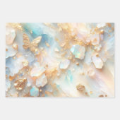 ホログラフィフェイクック光月石金ゴールド蝶 ラッピングペーパーシート (正面)