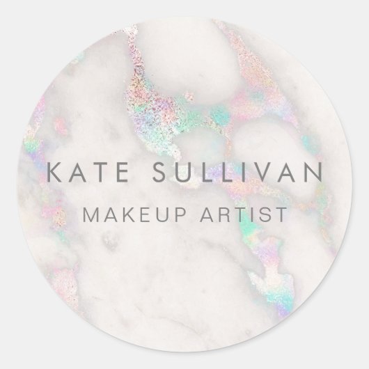 ホログラフィフェイクック大理石デザイン ラウンドシール (正面)