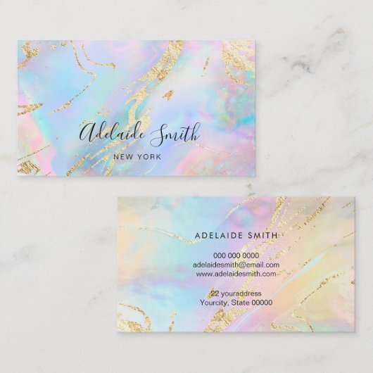 ホログラフィフェイクック抽象芸術パステル色 名刺 (正面/裏面)
