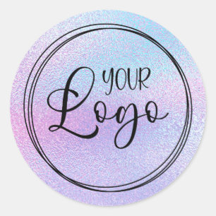 ホログラフィフェイクック紫色の箔ロゴ ラウンドシール