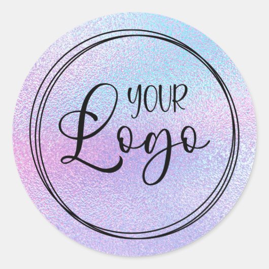 ホログラフィフェイクック紫色の箔ロゴ ラウンドシール (正面)