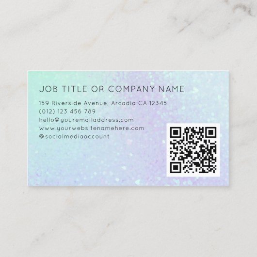 ホログラフィフェイクック署名スクリプモダントQRコード 名刺 (裏面)