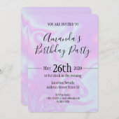 ホログラフィフェイクック虹彩色ユニコーンの皮膚組織 招待状 (正面/裏面)