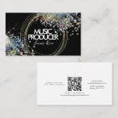 ホログラフィフェイクック音楽プロデューサー金ゴールドリングや輪ブラック 名刺 (正面/裏面)