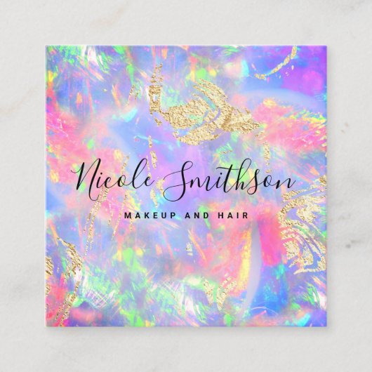 ホログラフィフェイクック・パステル・オパール スクエア名刺 (正面)
