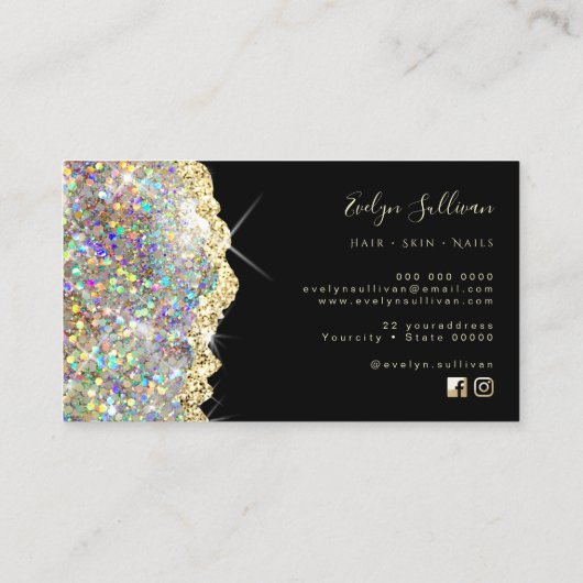 ホログラフィフェイクーきらめくグリッター名刺 名刺 (裏面)