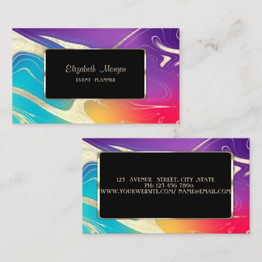 ホログラフィモダンカラフルック金ゴールドTouch 名刺 (正面/裏面)