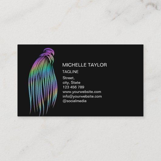 ホログラフィモダンックのヘアブレイダー、編み物、編み物 名刺 (裏面)