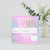 ホログラフィモダンックの四角いギフト証明書ロゴ (スタンド正面)