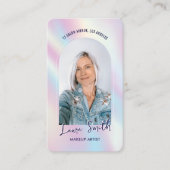 ホログラフィモダンックエステティシャンQRコードフォト 名刺 (正面)