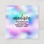 ホログラフィモダンックカラフル美しいグルカスタムー スクエア名刺 (裏面)