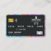 ホログラフィモダンックグリッタークレジットカードヘアサロン 名刺 (正面)