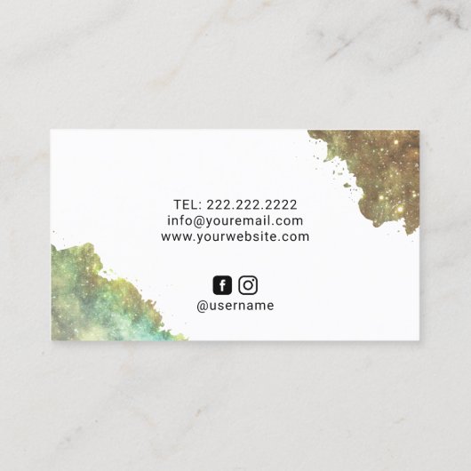 ホログラフィモダンックグリッターグラム金ゴールドサロン&スパ 名刺 (裏面)