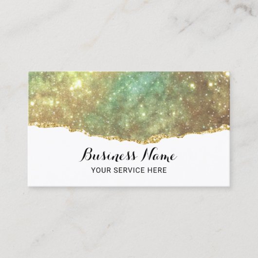 ホログラフィモダンックグリッターグラム金ゴールドサロン&スパ 名刺 (正面)