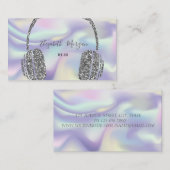 ホログラフィモダンックグリッターシルバーヘッドフォンDJ 名刺 (正面/裏面)