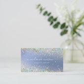 ホログラフィモダンックグリッターメイクアップアーティストブルー 名刺 (スタンド正面)