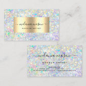 ホログラフィモダンックグリッターメイクアップアーティスト金ゴールド 名刺 (正面/裏面)