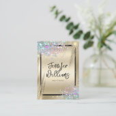 ホログラフィモダンックグリッター金属金ゴールド美しい 名刺 (スタンド正面)