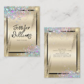 ホログラフィモダンックグリッター金属金ゴールド美しい 名刺 (正面/裏面)