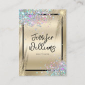 ホログラフィモダンックグリッター金属金ゴールド美しい 名刺 (正面)