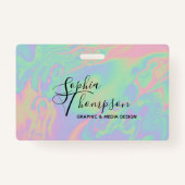 ホログラフィモダンックスクリプトレインボーパステル – バッジ (裏面)