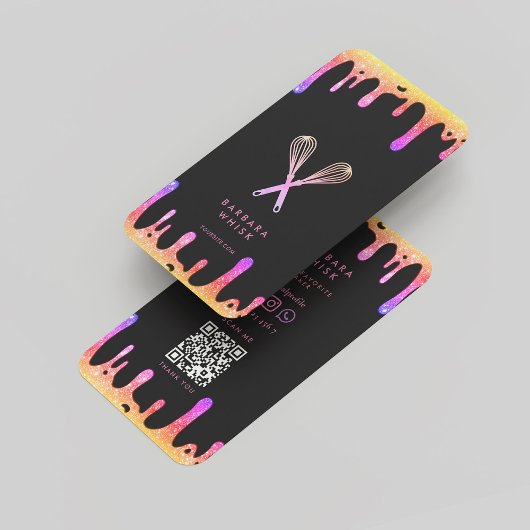 ホログラフィモダンックドリップウィスクベイカーケーキデコレータ 名刺