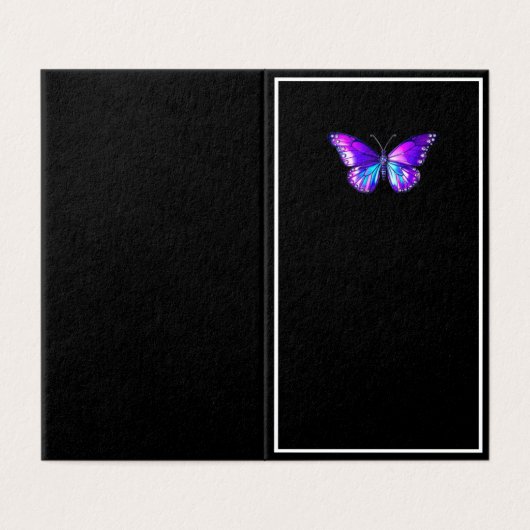 ホログラフィモダンックバタフライ折り畳みカードブラック (外部フラット)