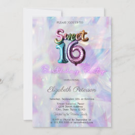 ホログラフィモダンックバルーンSweet 16 招待状