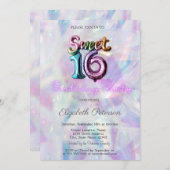 ホログラフィモダンックバルーンSweet 16 招待状 (正面/裏面)