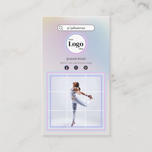 ホログラフィモダンックパステルインスタグラムフォトオーラ 名刺 (正面)