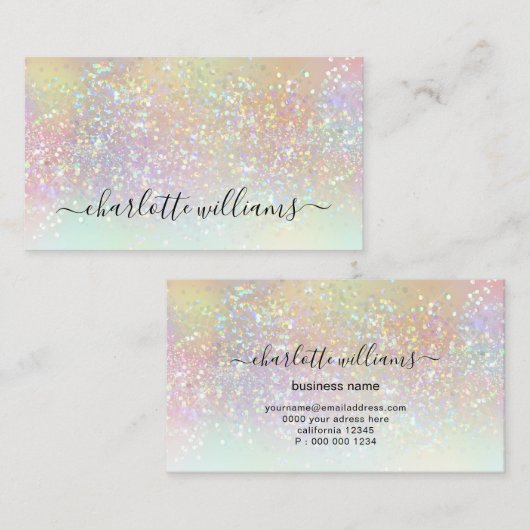 ホログラフィモダンックパステルグリッターメイクアップアーティスト 名刺 (正面/裏面)