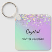 ホログラフィモダンックパステルグリッター キーホルダー (正面)