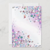 ホログラフィモダンックパープルグリッターキラキラ白 招待状 (裏面)