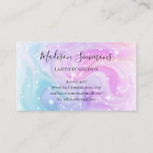 ホログラフィモダンックパープルブルーグリッターシックなスクリプト 名刺 (裏面)