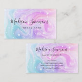 ホログラフィモダンックパープルブルーグリッターシックなスクリプト 名刺 (正面/裏面)