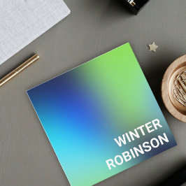 ホログラフィモダンックブルーグリーンターコイズ スクエア名刺