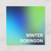 ホログラフィモダンックブルーグリーンターコイズ スクエア名刺 (正面)