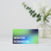 ホログラフィモダンックブルーグリーンターコイズ 名刺 (スタンド正面)