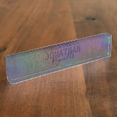 ホログラフィモダンックメタル名 – 机用ネームプレート デスクネームプレート (側面)